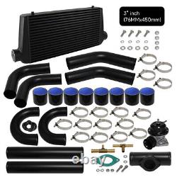 3.0 76mm Universal Intercooler + Alloy Pipe Hose + BOV Turbo Blow Off Valve Kit