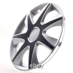 4 Hub Caps 16 Inch Wheel Trims Covers Run IV silber / schwarz for Citroen Ford L