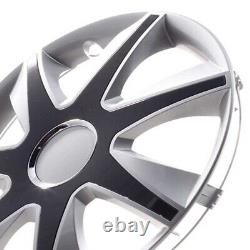 4 Hub Caps 16 Inch Wheel Trims Covers Run IV silber / schwarz for Citroen Ford L