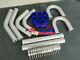 8pcs 57mm Universal Turbo Boost Intercooler Pipe Blue Hose Aluminum Piping+clamp