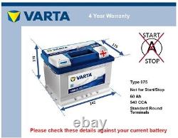 Battery fits RENAULT TWINGO KANGOO SCENIC R30 MASTER TRAFIC Varta 075