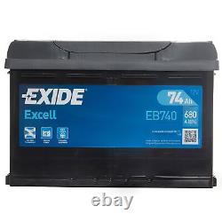 Excell 096 12V Car Battery 3 Year Guarantee 74AH 680CCA 0/1 B13 Exide EB740